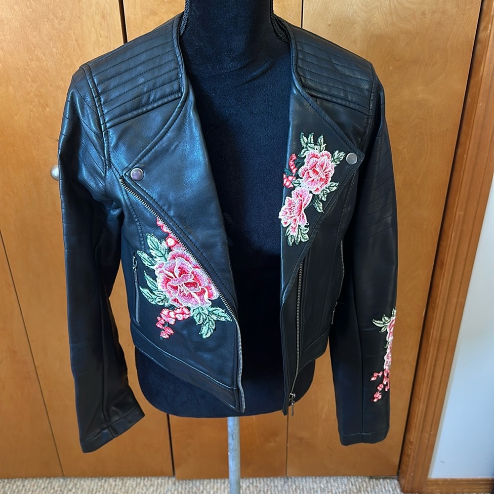 Guess floral leather jacket